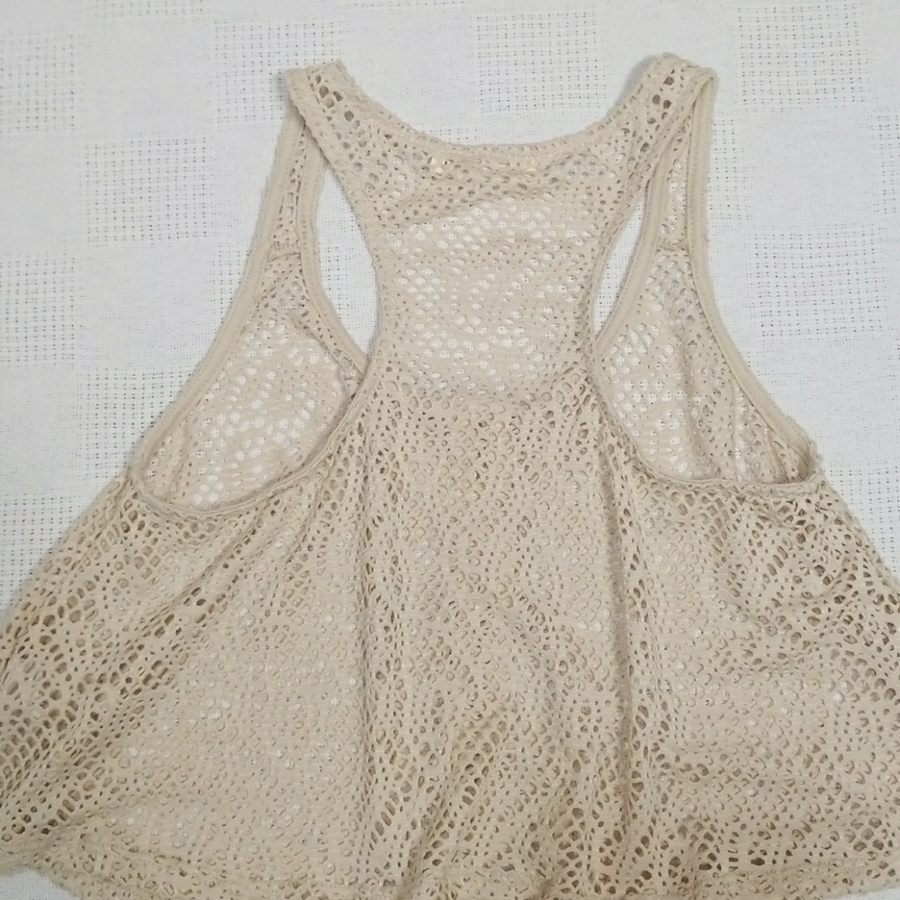 Annianna Crochet Style Creme Cropped Tank - Medium - Picture 5 of 7